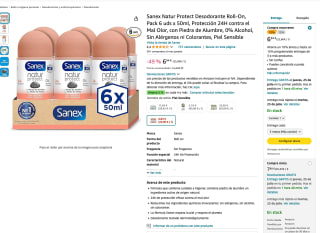 Sanex Natur Protect Desodorante Roll-On 6 uds x 50ml por solo 7,46€