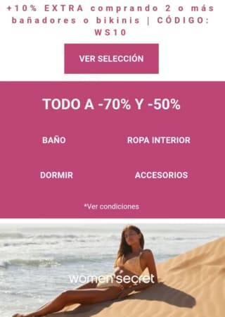 Código 10% Descuento Comprando 2 o más bikinis en Women'Secret