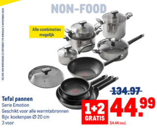 1+2 gratis op Tefal pannen bij de Makro