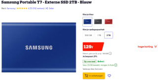 Samsung Portable SSD T7 - MU-PC2T0H/WW voor €129 bij Bol.com