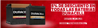 Promoción Duracell baterías con un 5% descuento EXTRA