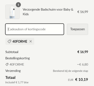 Naïf kortingscode voor 40% korting op je bestelling