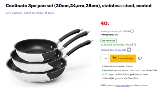Coolinato 3-delige pannenset (20, 24, 28 cm) voor €40 bij Bol