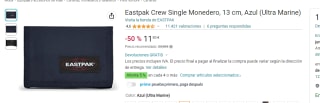 Eastpak Crew Single Monedero, 13 cm, Azul (Ultra Marine) por 11,50€