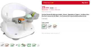 Asiento De Baño para bebés Con Barra y Ventosas Para Fijación por 25,59€