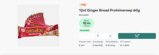 Grenade Protein Bar Ginger Bread 12 x 60 gr voor €10,90 bij Foodello