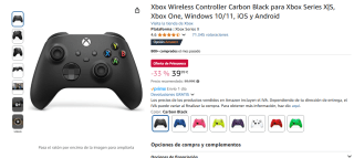 Xbox Wireless Controller Carbon Black para Xbox por 39,99€