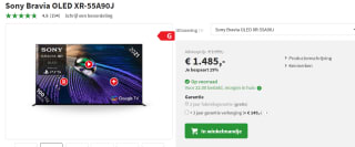 Sony Bravia XR A90J 55" Titanium, Zwart voor €1485 bij Art & Craft