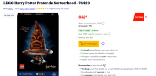LEGO Harry Potter pratende sorteerhoed voor €64,99 bij Bol