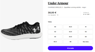 Zapatillas para Hombre Under Armour CHARGED BREEZE 2 por 38€