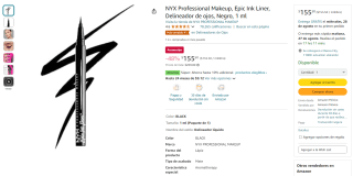 Delineador NYX Epic Ink Liner por $156 en Amazon