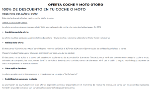 Transbordo Vehículo gratis en destinos seleccionados