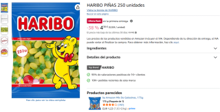 Haribo Piñas 250 unidades por 4,38€