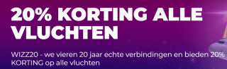 20% korting op alle vluchten bij Wizzair