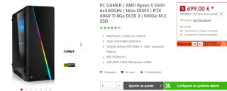 PC GAMER AMD Ryzen 5 5500 6x3.60GHz 16GB DDR4 RTX 4060 Ti 8GB DLSS 3 500GB M.2 SSD por 699€