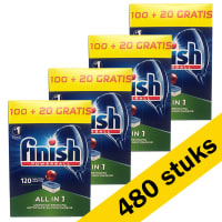 4x Finish All-in-1 vaatwastabletten is 480 capsules voor €39,95