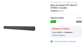 Barra de Sonido STF Alud ST-S75402 por $450 en Elektra