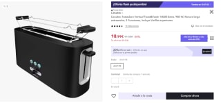 Tostadora Vertical de 980 W, Ranura larga extra ancha marca Cecotec por 15.19€