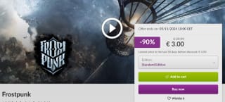 Frostpunk voor €3 via Gog