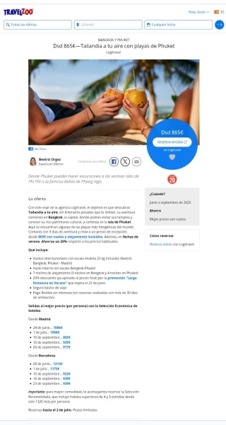 Tailandia 8 días con playas de Phuket desde 865€.