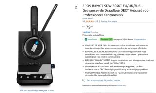EPOS IMPACT SDW 5066T on-ear headset voor €169,81 dmv code met Amazon prime