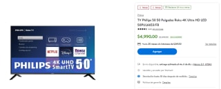 TV Philips 50" 4K UHD por $4,990 | Descuento Walmart