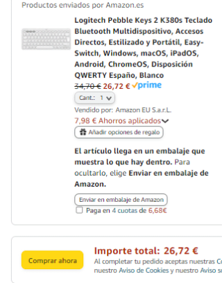 Teclado Logitech Pebble Keys 2 K380s por 26,72€