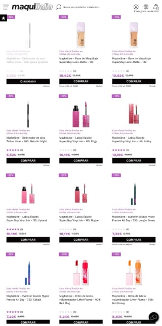 Hasta -50% de Descuento en Maybelline.
