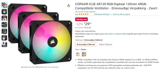 3x CORSAIR iCUE AR120 RGB fan 120mm voor €29,90 via Amazon