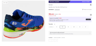 Zapatillas Joma T.Slam Men 2204 Royal Coral por 36.52€ (Cuenta Nueva 24.52€)