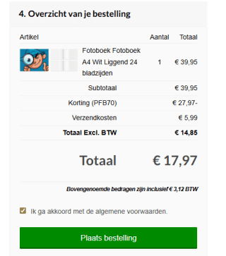 Fotoboek A4 Wit Liggend 24 bladzijden voor €17,97 dmv code bij FotoCadeau