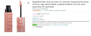 3 Maybelline New York Lip Color, sin manchas, larga duración hasta 16 horas, lápiz labial líquido, acabado brillante, tinta de vinilo SuperStay, 95 cautivated por 17€