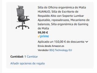 Silla de Oficina ergonómica de Malla HUANUO por 99,99€