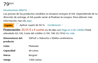 Freidora BERGNER Copper de aire 4.8 Litros por 39,99€