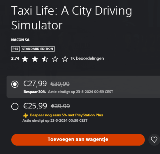 Taxi Life: A City Driving Simulator voor €27,99 in de Playstation Store