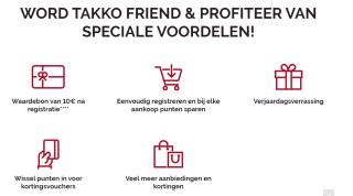 €10 welkomstvoucher als je je registreert als Takko Friend