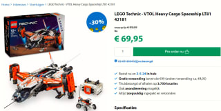 VTOL Vrachtruimteschip LT81 (42181) voor €69,95 bij Goodbricks