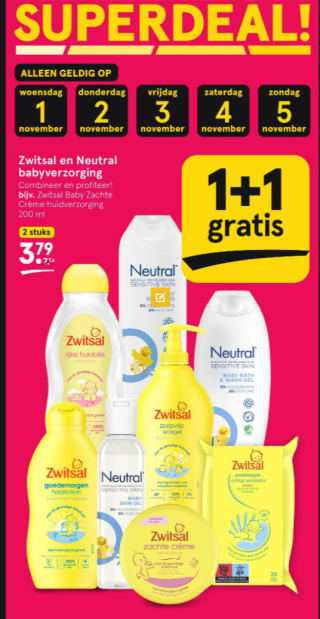 1+1 gratis op A-merk Baby accessoires