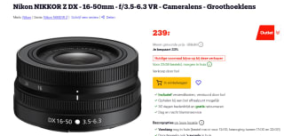 Nikon NIKKOR Z DX 16-50 mm F/3.5-6.3 VR voor €239 bij Bol