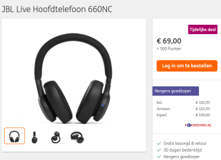 JBL LIVE 660NC Zwart - Wireless Over-Ear koptelefoon voor €69 voor €69 + 500 ING rentepunten