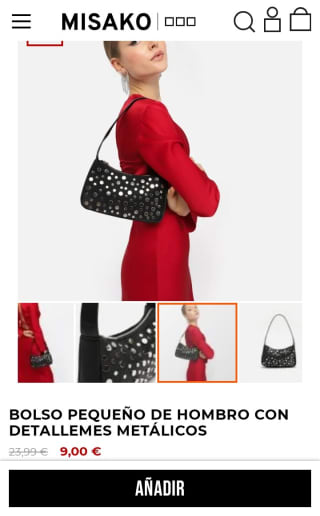 Bolso de hombro con detalles metálicos por 9€.