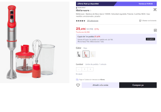 Mellerware Batidora de Mano Spiro! de 1000W por 25.5€ (Cuenta Nueva 15.5€)