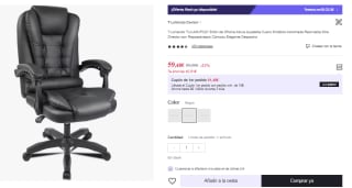 Sillón giratorio con Altura ajustable y respaldo reclinable por 59.49€ (Cuenta Nueva 47.49€)