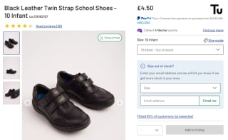 Garner a black leather twin strap school shoes for infants available at Argos for £4.50