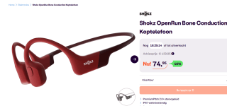 Shokz OpenRun Bone Conduction Koptelefoon voor €74,95 bij Ibood