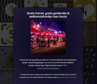 Gratis Entree, gratis garderobe & welkomstdrankje naar keuze bij Jantjes Verjaardag in Amsterdam