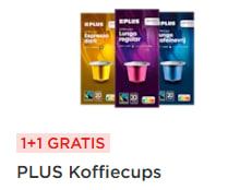 1+1 gratis op PLUS Koffiecups
