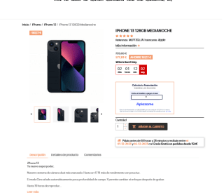 Iphone 13 128GB medianoche por solo 577,83€