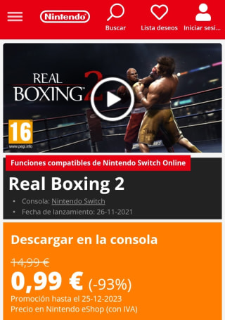 Real Boxing 2 Nintendo Switch por 0,99€.