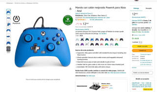 Mando con cable PowerA para Xbox Azul por solo 12,90€
